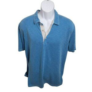 Tommy Bahama Polo Shirt, Men XL, Aqua Blue w/White Stitching, SS, Collared, EUC